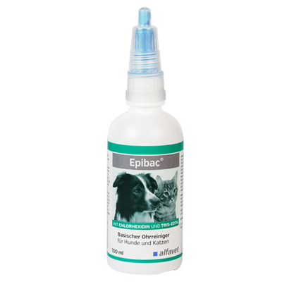 alfavet Epibac Basischer Ohrreiniger für Hunde und Katzen mit Chlorhexidin und Tris-EDTA 100 ml