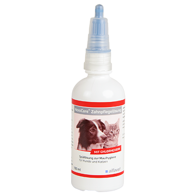 alfavet HexoCare Zahnpflegelösung mit Chlorhexidin und Tris-EDTA zur Reinigung der Mundhöhle für Hunde und Katzen 100 ml