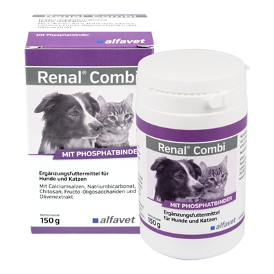 alfavet Renal Combi Ergänzungsfuttermittel mit Phosphatbinder für Hunde und Katzen, 150 g