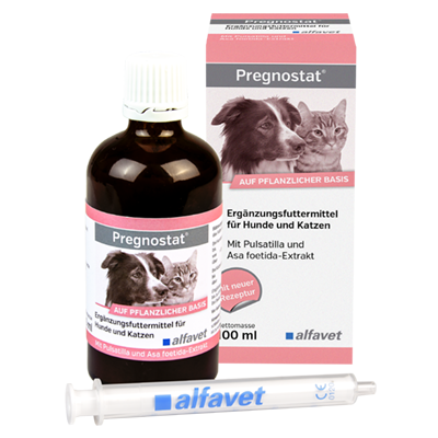 alfavet Pregnostat Ergänzungsfuttermittel für Hunde und Katzen unterstützt die Regeneration von Uterus und Milchdrüsen 100 ml