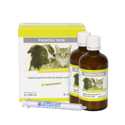 alfavet PetArtrin forte Ergänzungsfuttermittel für Hunde und Katzen zur Unterstützung des Gelenkstoffwechsels bei Osteoarthritis 2 x 100 ml
