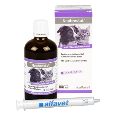 alfavet Nephrostat Ergänzungsfuttermittel für Hunde und Katzen unterstützt die Regeneration der Harnorgane 100 ml